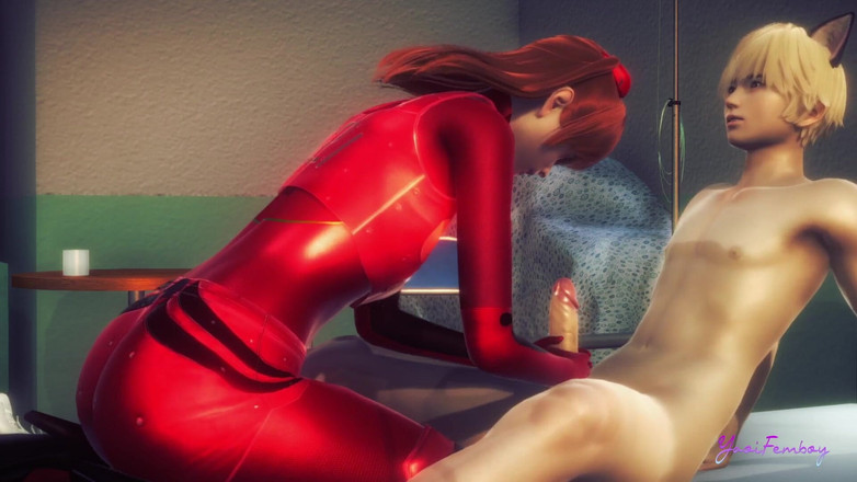 Yaoitube: Evangelion Asuka - Je Asuka Femboy připravena spolknout všechno to sperma?