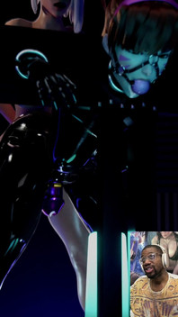 Transgender D.va Wears BDSM Latex, Ball Gag & Chasity Cage While Getting Butt Fucked