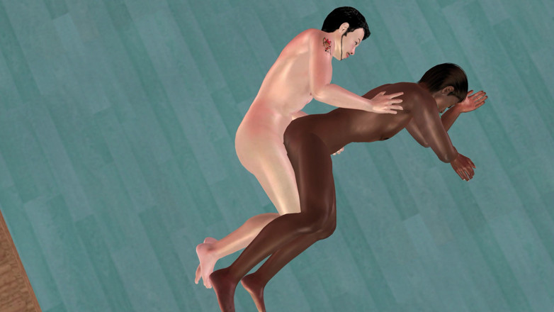 LustMen: 3D гей-порно охуенно - белый мужчина трахает черную задницу в позе ложки на столе