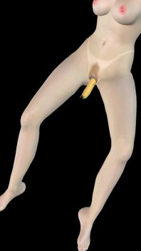 Animasyonlu 3 boyutlu porno - çok güzel kız orgazm olana kadar muzla mastürbasyon yapıyor