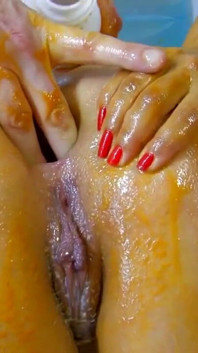 Wet and messy food fetish ass fuck for the big ass girl