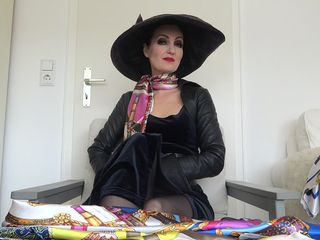 Lady Victoria Valente: New satin scarves worn as a neckerchief with a large...