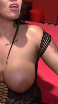 Ashley Cumstar with Black Lingerie Gets Gangbanged in a Red Latex Bed