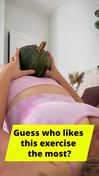 The Wife Practises Lifting Pumpkins When Her Large Breasts Are Visible.