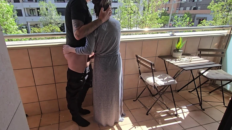 LaraRussian Doll: Busty Girl Sucks Her Friend's Cock on a Hotel Balcony!!...