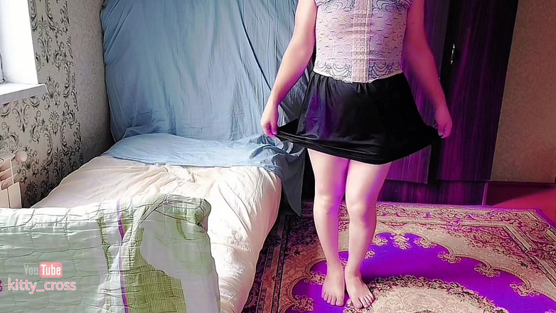 Kitty_Cross: Shemale 자기 후장 스팽킹 백마 큰 엉덩이 엉덩이