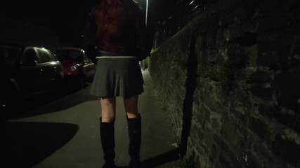 The Midnight Minx: Crossdresser cums on busy road