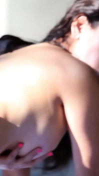 Skinny teen with hairy pussy brought to orgasm by step sister on vacation