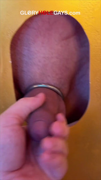 Cock Ring Gloryhole - Hard as Rock and Dripping Until Explosive Finish