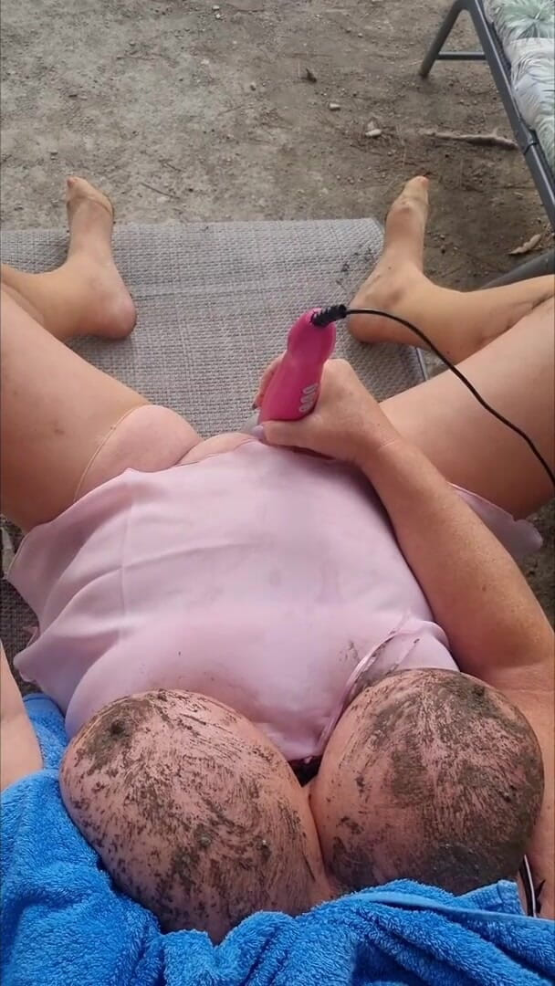Julie Cunningham: Mud Muddy Tits Outside Pink Babydoll Vibrator Pt2