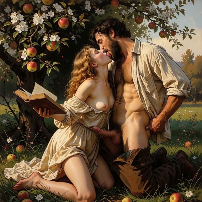 My night collection: She Kept Reading Under the Apple Tree While He Finished...