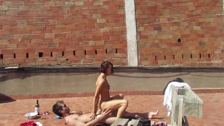 Magia Rosa: Amateur Couple Fucking on the Terrace, Outside Sex