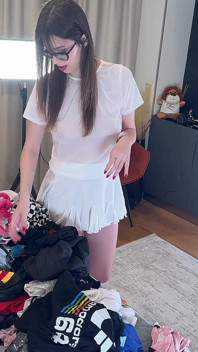 Hot Brunette Skinny Nerdy Girl with Glasses Does a Try on Haul for Short Skirt Minis and Dresses Along with Nudity and Many Cams