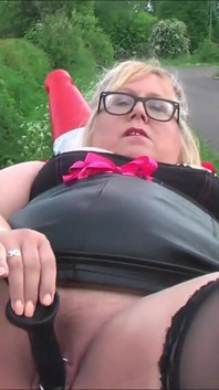 Outside with Black Dildo