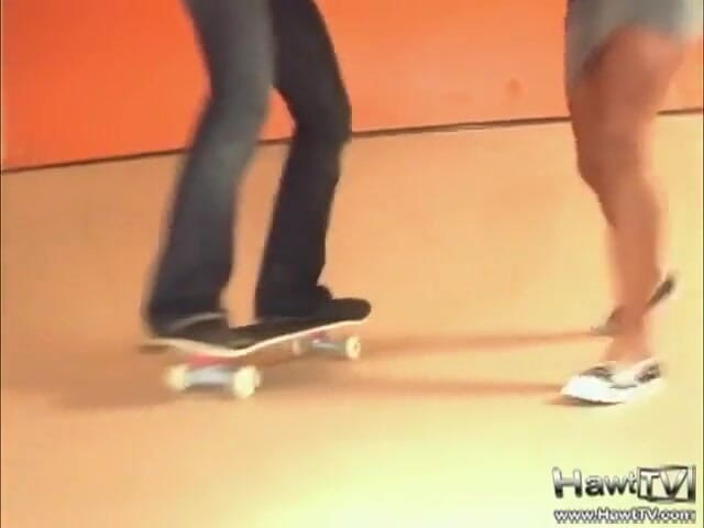 Tabatha Sweet: Tabatha and friend skateboard nude