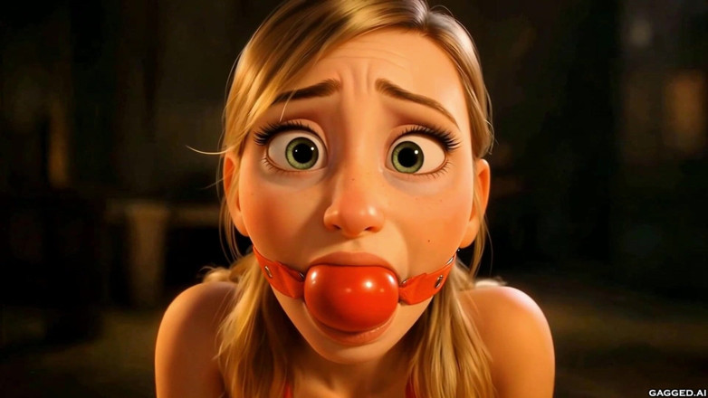 Gagged AI Cartoons: Olivia disiksa sampai lubangnya menganga