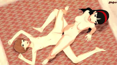 Teen Satonaka and Yukiko A take turns eating pussy before tribbing - Persona 4 Hentai.