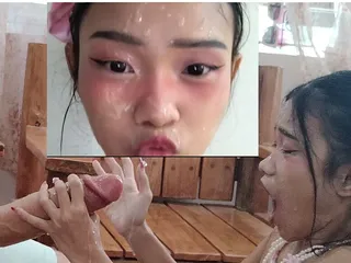 Little Innocent Masturbating Results Huge Cumshot on the Face