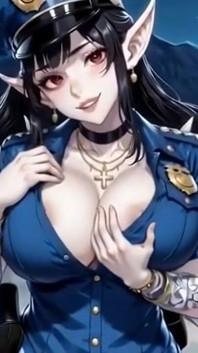 Anime Cute Police Officer Showing Boobs, Ai Animation