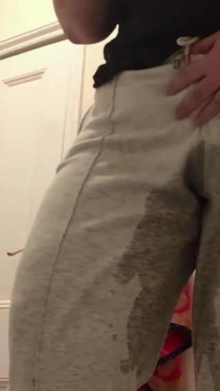 Thumbnail of Piss Accident!!! BBW Babe Tries to Keep Wetting but Then Her Gray Sweatpants