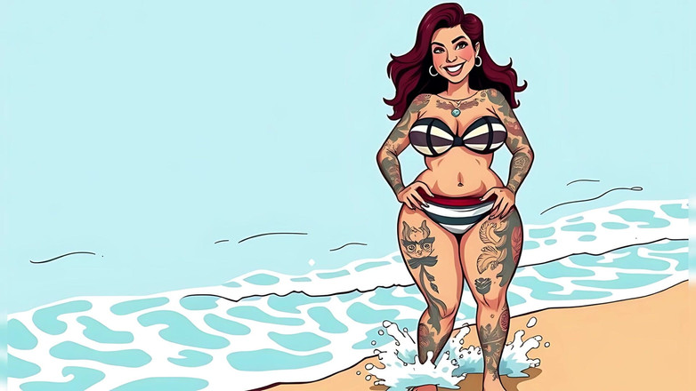 AI Porn: Ai tatuaggio arte donne sinuose in bikini