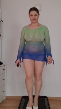 See-through Beach Dresses Over Micro Bikini - Heels, Jiggle & Treadmill Tease