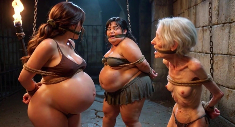 YOUR BEST FANTASY: Svag trio: gravid, SSBBW och mormor bunden i bondage cell