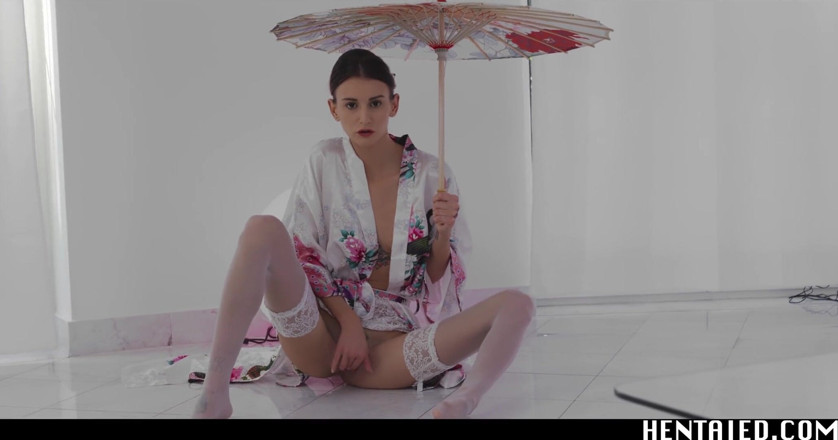 Hentaied: Real Life Hentai - Tattooed girl rides a huge dildo and...
