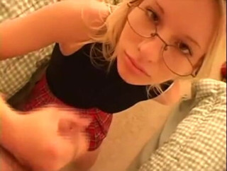 Femdom Sex: Submissive blonde glasses teen isn't shy