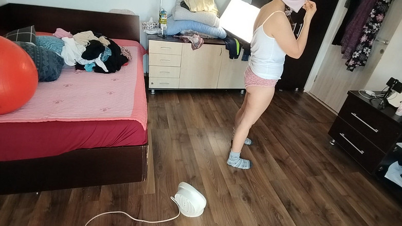 Mirsur: Sexy Brunette Having Fun Trying on Clothes. Sexy Mom Dances...