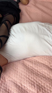 Tied Slave Under Her Legs in Pantyhose - Domination Humiliation