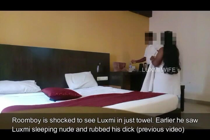 Luxmi Wife: 룸보이에게 수건을 떨어뜨리는 누드 쇼