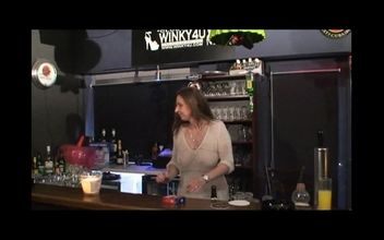 Sexy Blonde MILF Fucked in the Pub and Creampied in Mouth by Many Big Amateur Cocks