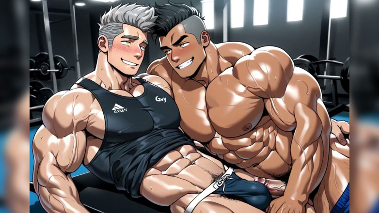AI gay porn: Hunk Man Fucking in Room