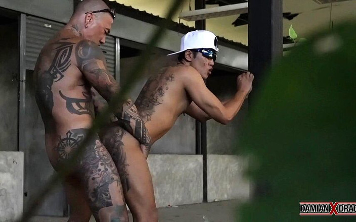 DamianXDragon: Asiatischer schwuler damian dragon fickt draußen, türmann hungriges loch