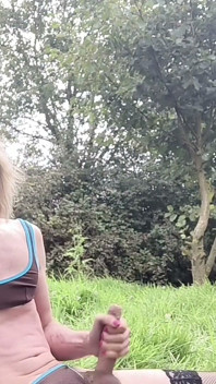 Skinny Trans Outdoors Stripping and Cumming