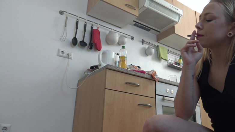 Femdom Austria: Teen Princess Valery`s Object for Ashtray, Spitting and Slapping!