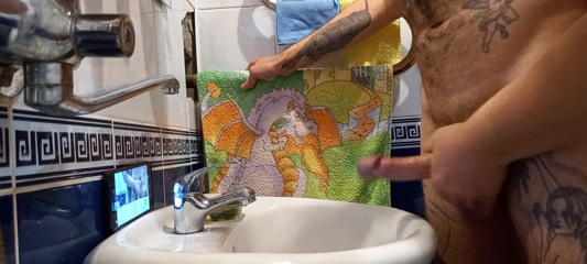Zona901: No banheiro, uma garota me ajuda a masturbar meu pau