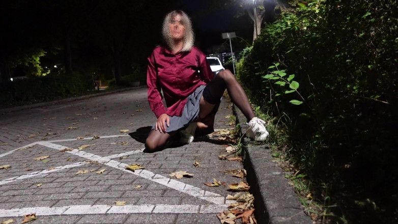 Loreleyadd: Fuck My Dildo on Parking Lot in Stockings