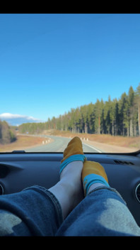 Feet on the dashboard