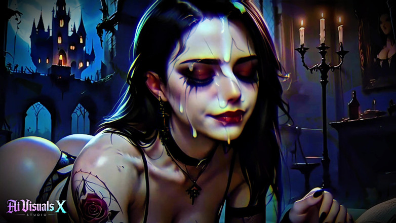 AI Visuals X: Vrăjitoare gotică sexy - anal și spermă haotică în Castelul Bântuit (4k Ai Generated)