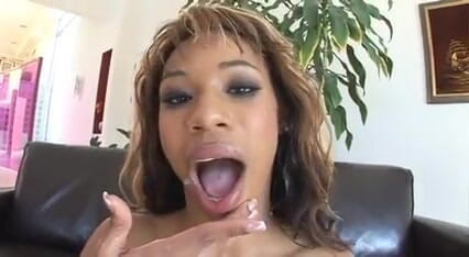 Hot Pornstars: Black tart gets her ass and pussy stuffed with two...