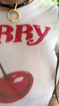 A quick peak at my sheer cherry t-shirt 