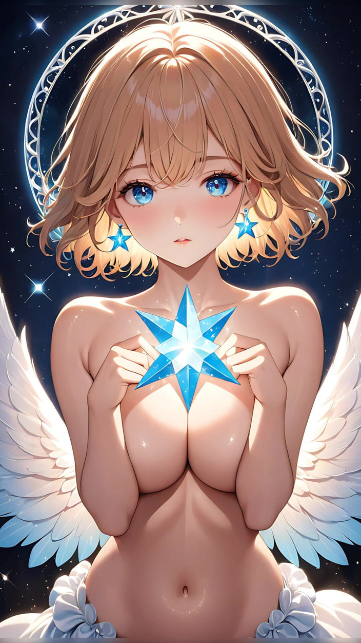 LustRender: Starlit Reflections - Ai Girl trzymająca magiczne lustro