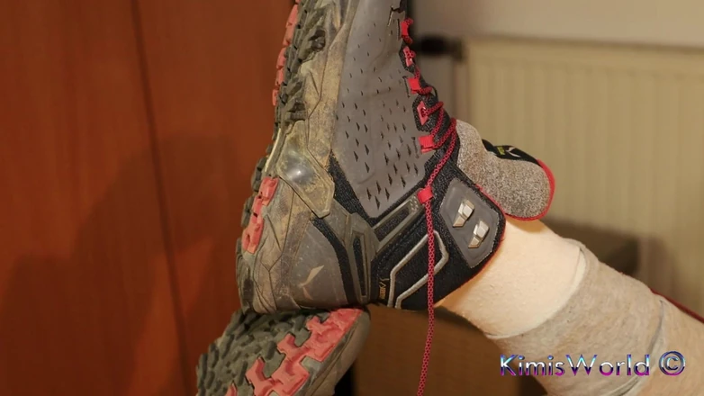 KimisWorld: Dirty White Socks &amp; Hiking Shoes - Slow Sneaker Removal, Sock Tease &amp;...