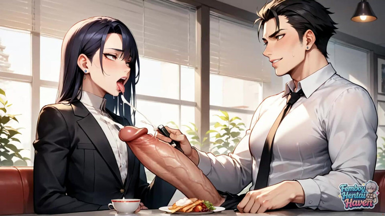 Femboy Hentai Haven: A mostra de bundas da travesti no café transforma a...