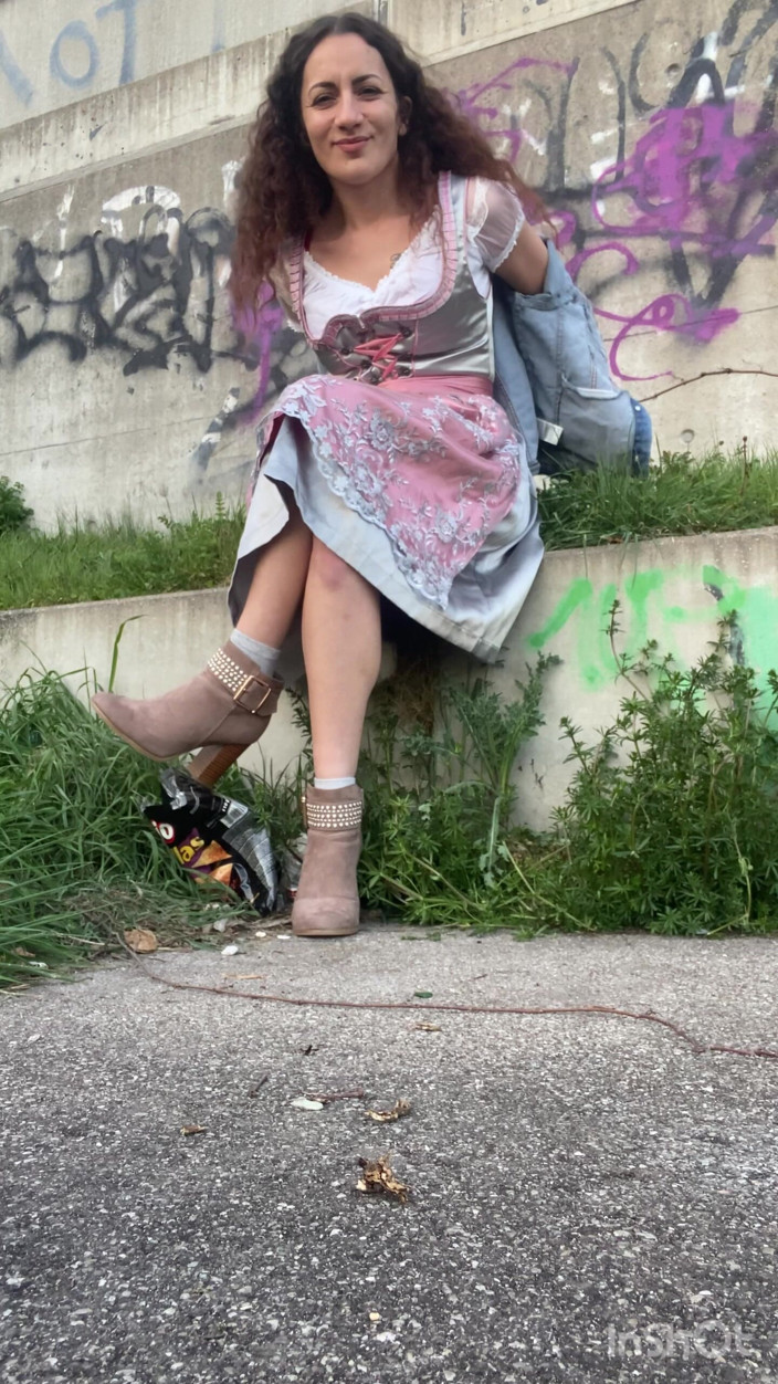 Sue Nova: Munich-public Dirndl Self with Rich Beam