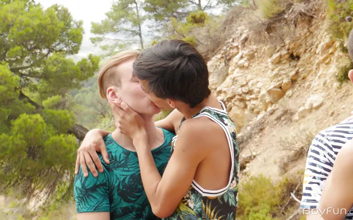 Boyfun: Teen twink bareback orgy! A hike with some college boys...