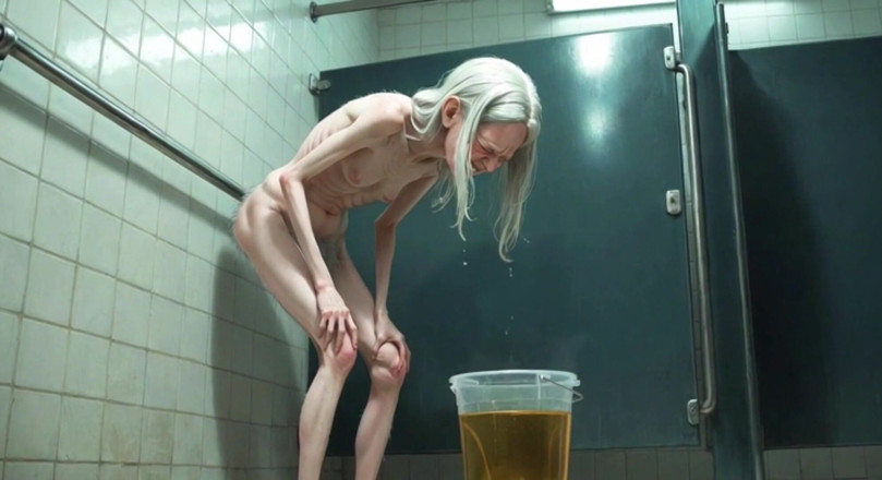 YOUR BEST FANTASY: Old Granny Public Pissing in Bucket - Hairy Wet Pussy &amp; Real...