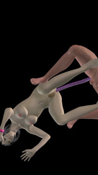Animated 3D porn - schönes mädchen, strap-on fickt asiatischen mann, dann Doppeldildo doggystyle